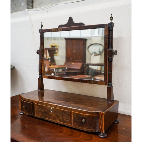 19 - A George IV mahogany toilet mirror, with three drawer box base, width 58cm, depth 24cm, height 59cm... 