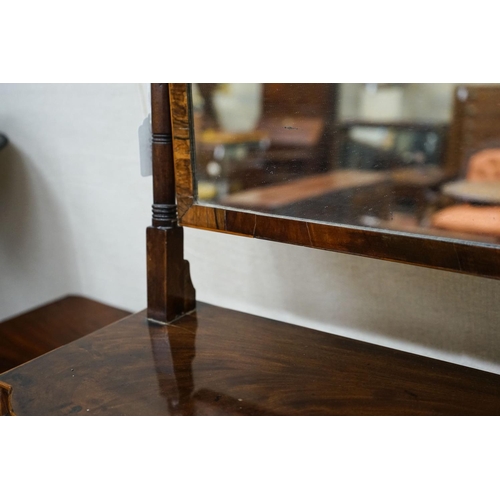 19 - A George IV mahogany toilet mirror, with three drawer box base, width 58cm, depth 24cm, height 59cm... 