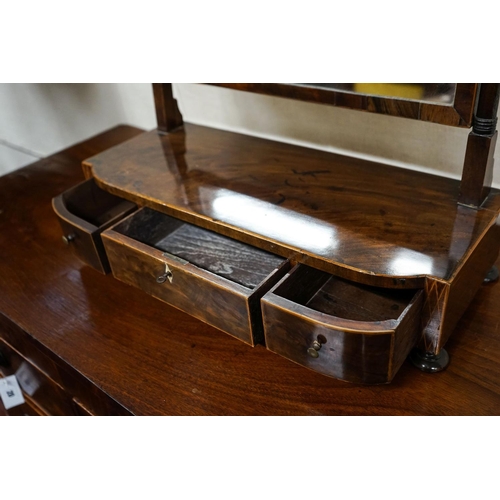 19 - A George IV mahogany toilet mirror, with three drawer box base, width 58cm, depth 24cm, height 59cm... 