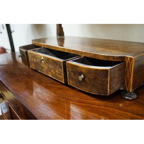 19 - A George IV mahogany toilet mirror, with three drawer box base, width 58cm, depth 24cm, height 59cm... 