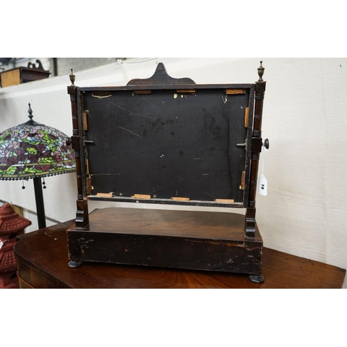 19 - A George IV mahogany toilet mirror, with three drawer box base, width 58cm, depth 24cm, height 59cm... 