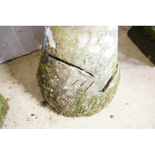 1 - Four weathered staddle stones, largest width 44cm, height 74cm