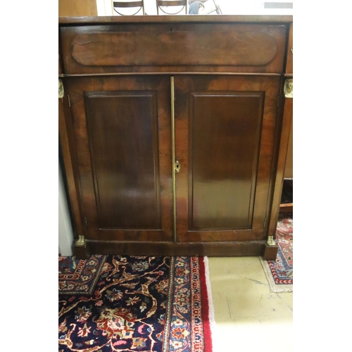 102 - A late Regency mahogany brass mounted chiffonier, width 99cm, depth 46cm, height 102cm