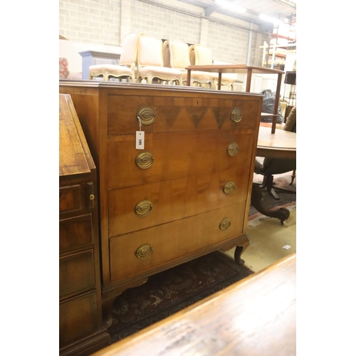 105 - An early 20th century walnut chest, width 92cm, depth 50cm, height 105cm