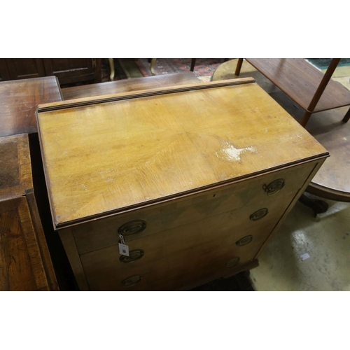 105 - An early 20th century walnut chest, width 92cm, depth 50cm, height 105cm