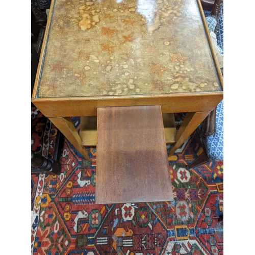 11 - A 20th century two-tier table with scumbled finish, width 51cm, depth 51cm, height 68cm together wit... 