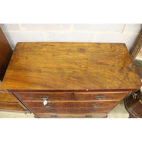 120 - A late Victorian figured walnut chest, width 102cm, depth 48cm, height 104cm