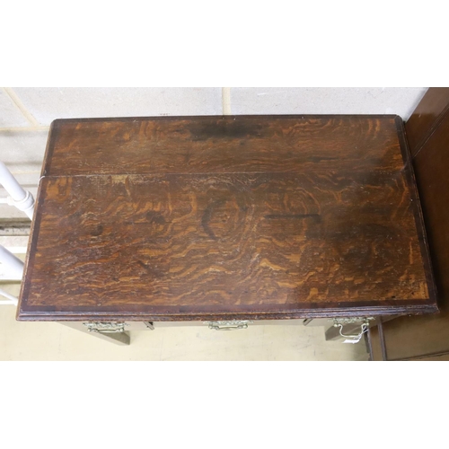 128 - A George III provincial mahogany banded oak low boy, width 82cm, depth 46cm, height 72cm... 