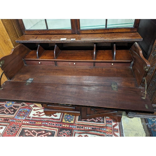 13 - A George III mahogany secretaire bookcase, length 101cm, depth 50cm, height 203cm