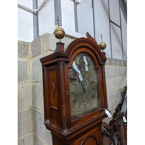 135 - A George III oak 8 day longcase clock, marked William Carter, London (later cased), height 220cm... 