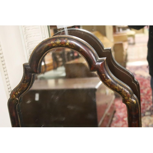 143 - A 1920's chinoiserie lacquer robing mirror, width 38cm, height 138cm