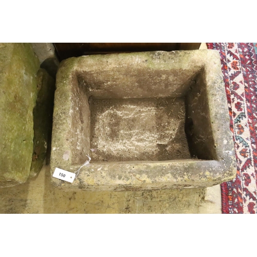 150 - A 19th century rectangular carved stone trough, length 61cm, depth 48cm, height 33cm