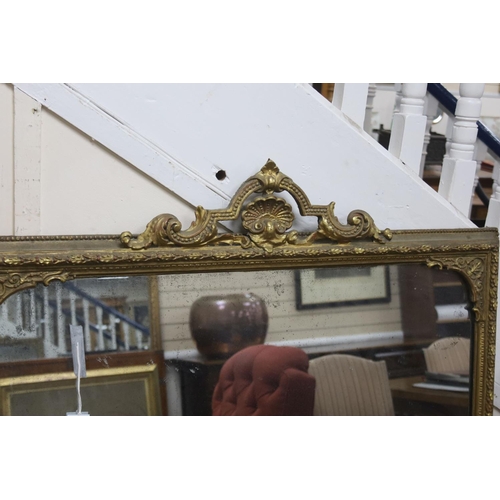 160 - A Victorian rectangular giltwood and gesso overmantel mirror, width 106cm, height 140cm