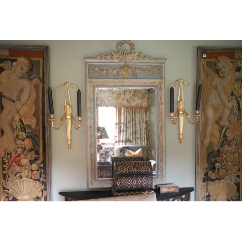 162 - A set of four Georgian style giltwood and gesso twin branch wall lights modelled as quivers, with fr... 