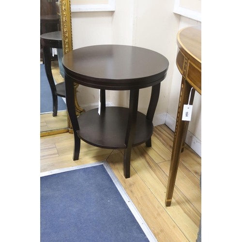 165 - A pair of contemporary circular two tier occasional tables, diameter 60cm, height 65cm