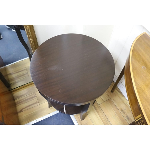 165 - A pair of contemporary circular two tier occasional tables, diameter 60cm, height 65cm