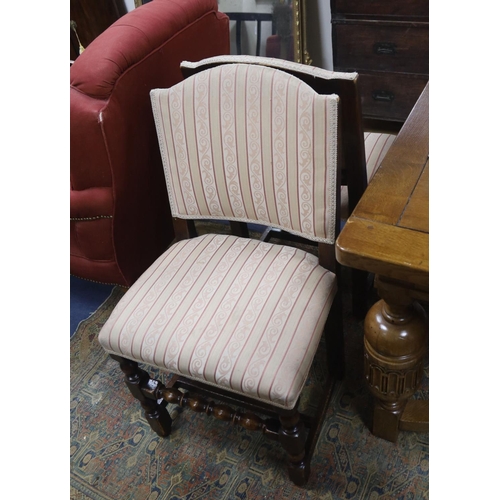 174 - A set of eight 18th century style upholstered oak dining chairs, two with arms