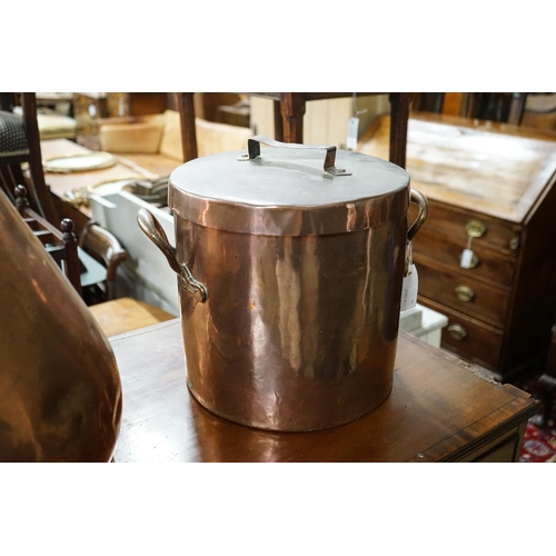 178 - A Victorian copper jug measure, together with a Victorian copper harvest flagon, larger 48cm high... 