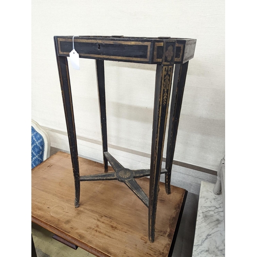 21 - A painted two-tier table together with two other small painted tables, largest width 45cm, depth 36c... 