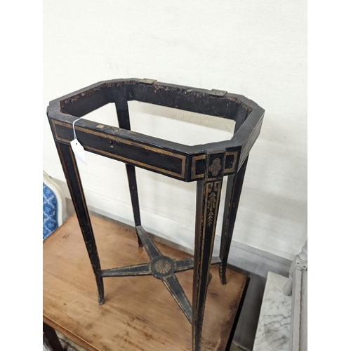 21 - A painted two-tier table together with two other small painted tables, largest width 45cm, depth 36c... 