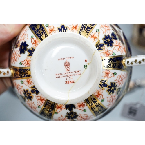 257 - Royal Crown Derby tableware, including pair of dinner plates, 26cm, together with a pottery Imari pa... 