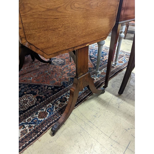 26 - A Regency style banded mahogany sofa table, width 86cm, depth 56cm, height 72cm