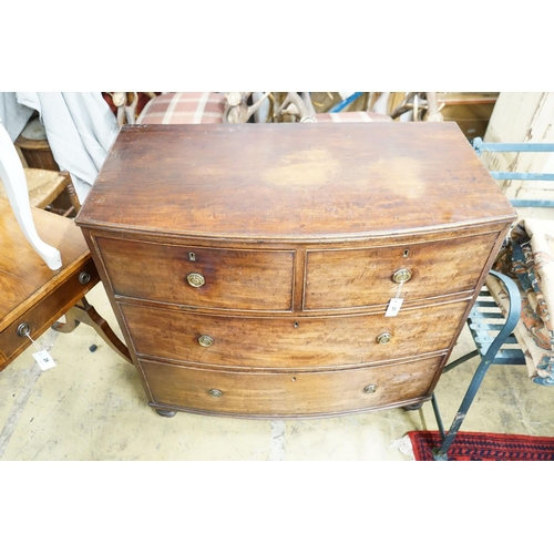 27 - A Regency mahogany bow front four drawer chest, width 100cm, depth 53cm, height 92cm