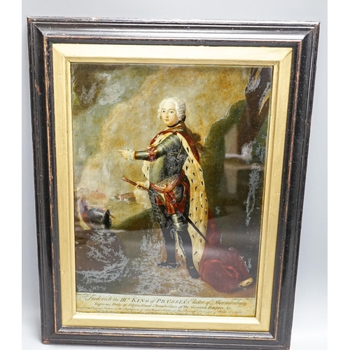 277 - An early 19th century reverse glass print 'Frederick III King of Prussia' 36x26cm