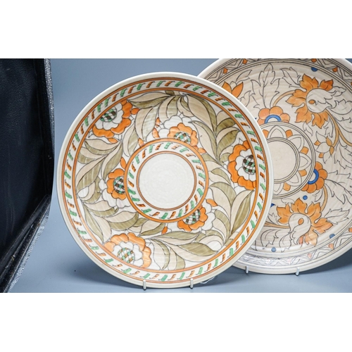 282 - Two Charlotte Rhead Crown Ducal dishes, largest 37cm, one with artists signature