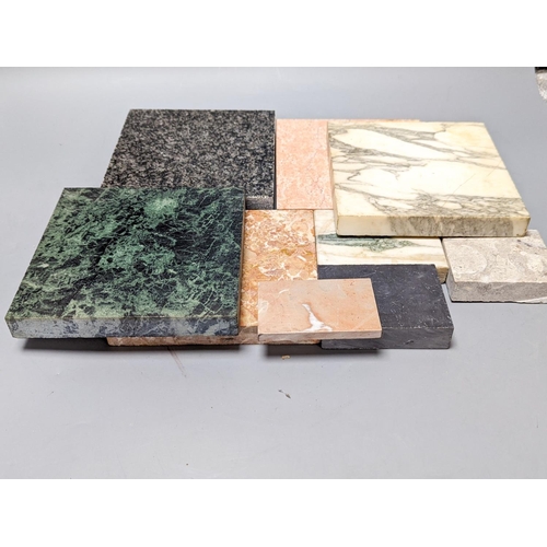 288 - A group of cut stone samples, including marble and granite