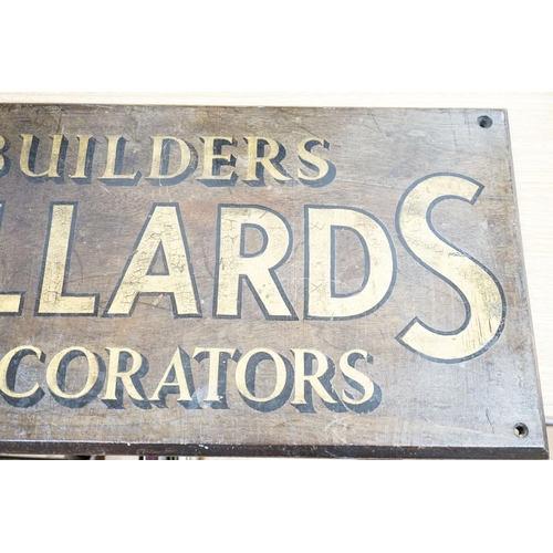 293 - A painted wood advertising sign MILLARDS BUILDERS DECORATORS, pre war 33x67cm