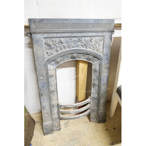 3 - A Victorian cast iron fire insert, Thomas Jekyll, width 62cm, height 94cm