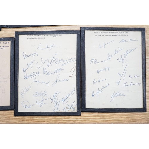 300 - 1950s cricket signatures for Australian and England Ashes teams 1954-5, Kent, Worcester and Hants cr... 