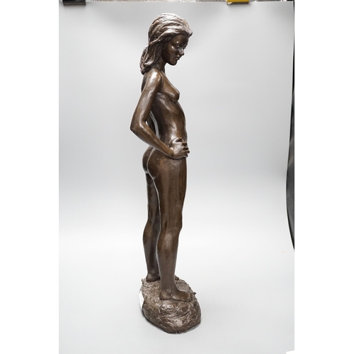 301 - A large bronzed resin figure Fiona standing signed Kerek 83 64cm