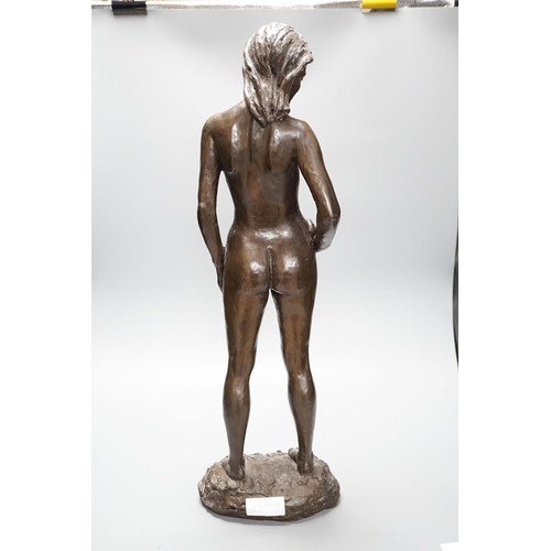 301 - A large bronzed resin figure Fiona standing signed Kerek 83 64cm