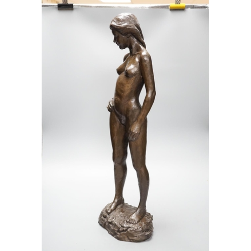 301 - A large bronzed resin figure Fiona standing signed Kerek 83 64cm