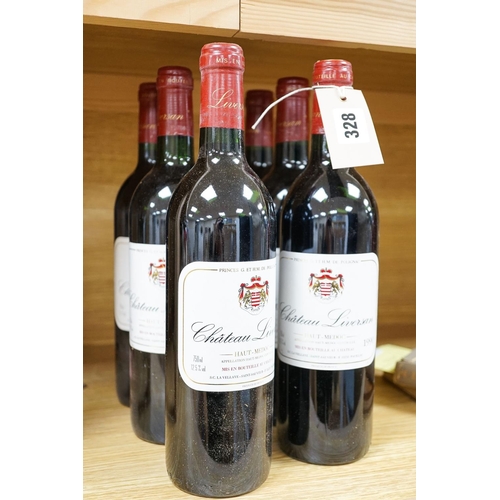 328 - Six bottles of Chateau Liversan - Haut Medoc, 1990, 75cl.