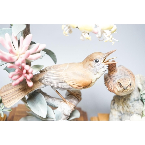 346 - Three Royal Worcester porcelain groups of birds, modelled by Dorothy Doughty - Nightingale and Hon... 