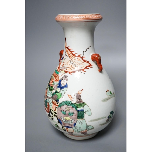 349 - A Chinese famille verte warrior vase 26cm