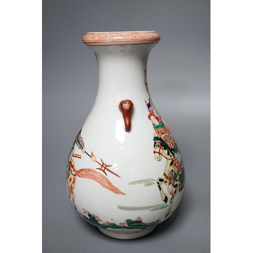 349 - A Chinese famille verte warrior vase 26cm