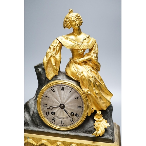 353 - A 19th century French ormolu mantel clock, Raingo a Paris 32cm