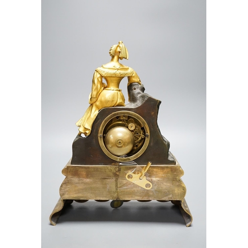 353 - A 19th century French ormolu mantel clock, Raingo a Paris 32cm