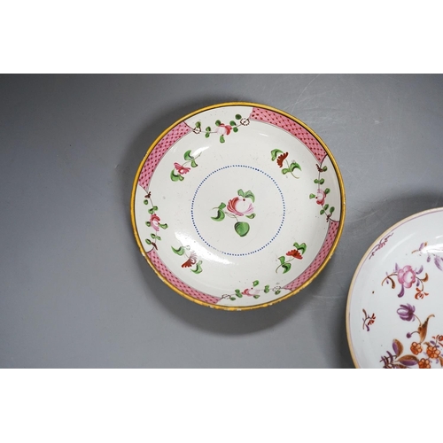 357 - A late 18th century Chinese saucer and pearlware example (2)