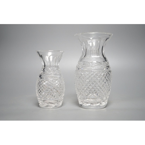 360 - Two Waterford cut glass vases 18cm