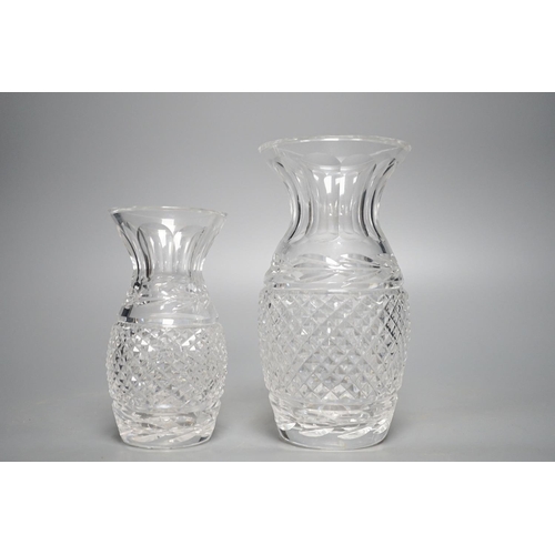 360 - Two Waterford cut glass vases 18cm