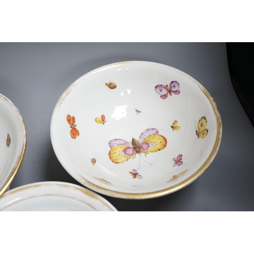 391 - A pair of mid 19th century Paris porcelain butterfly comports and similar example (3)