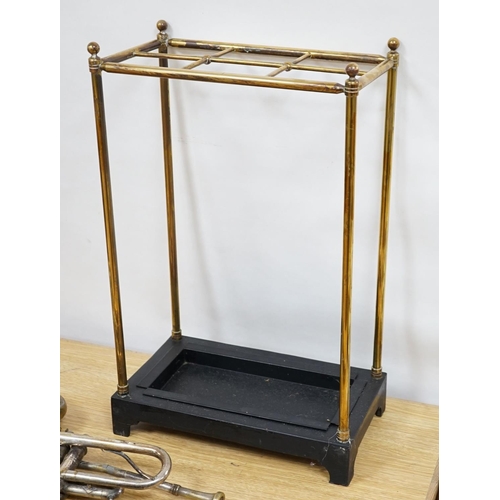 394 - A brass framed stick stand 56cm