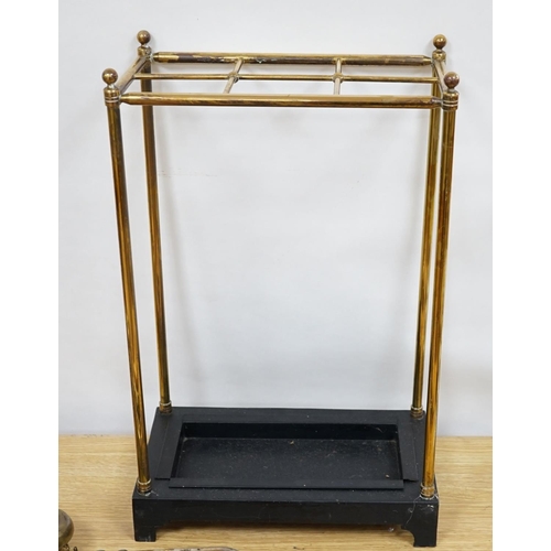 394 - A brass framed stick stand 56cm