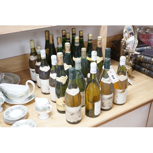 410 - 24 bottles of mixed white wines, including 6 bottles of 1986 Pinot D'Alsace, 2 bottles of Coteaux de... 