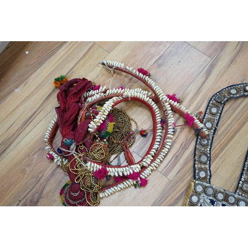 430 - A collection of Indian mirrored panels and decorative shell work